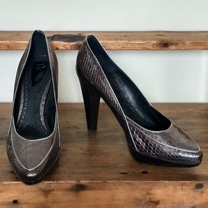 🔥 Proenza Schouler metallic pewter snakeskin heels, size 36.5